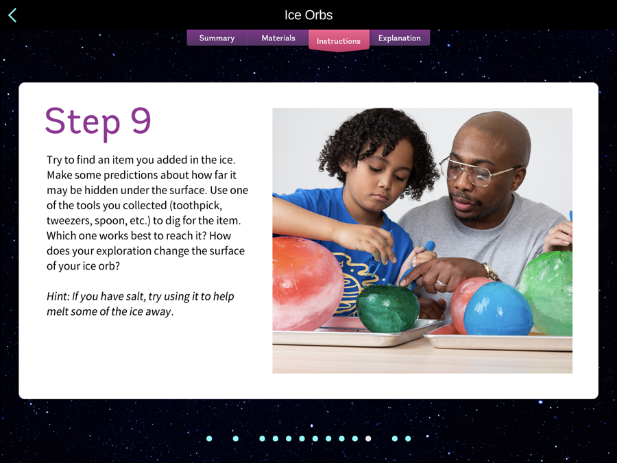 DIY Solar System ipad view of app - Step 9
